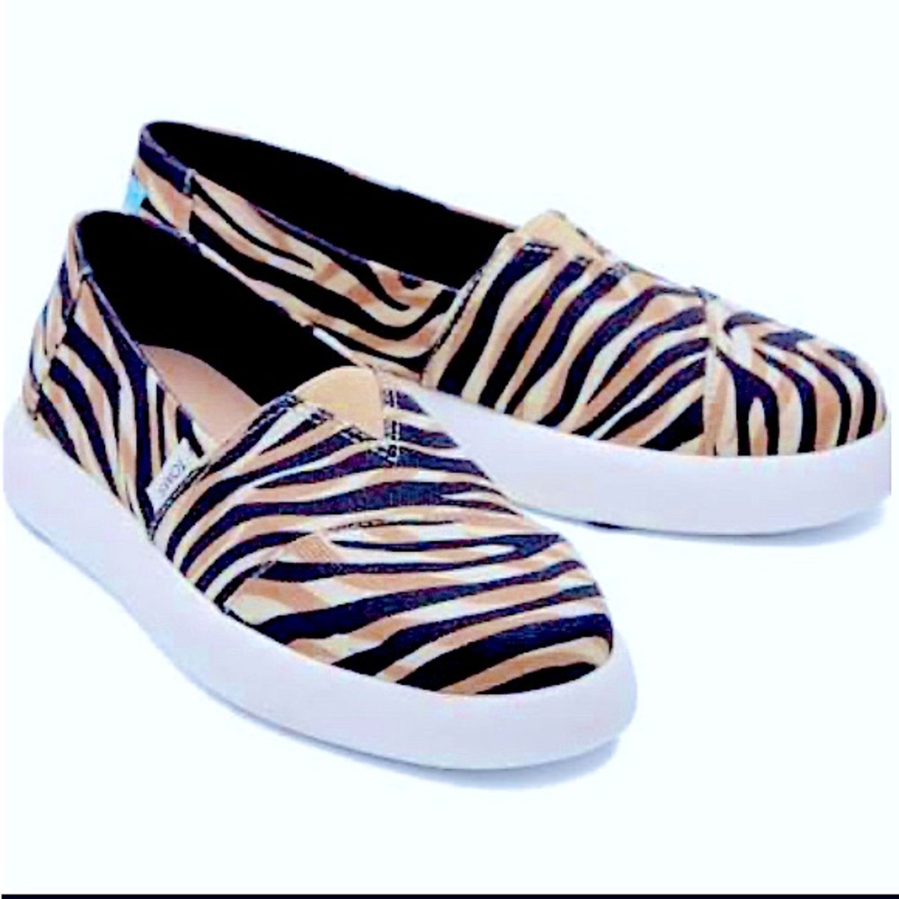 Toms Alpargata Cupsole Tiger Stripes Slip on Shoes | Color: Black/Tan | Size: 9
